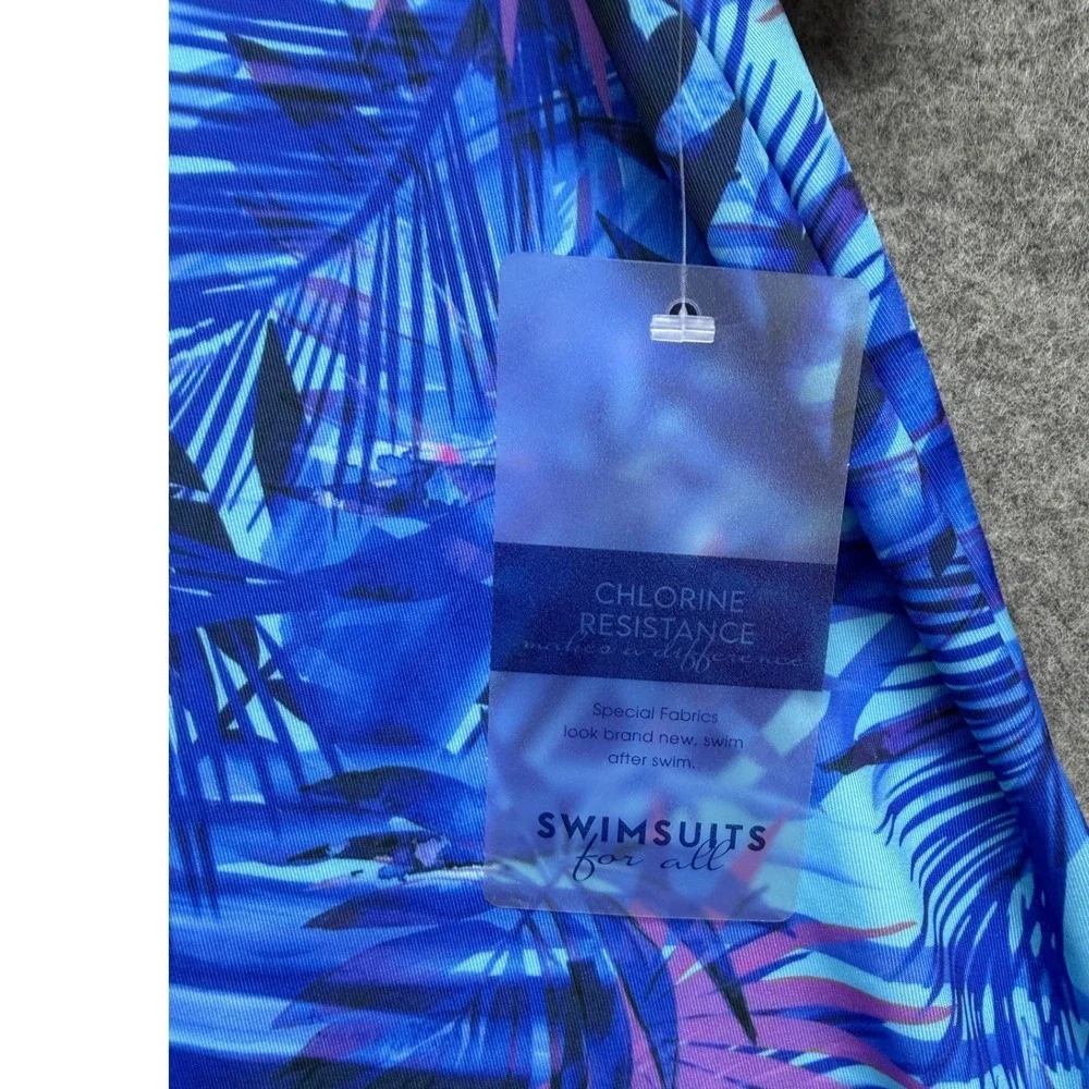Swimsuits For All Blue Tropical Palm Swim Dress Rash Guard Top 14 Beach Resort